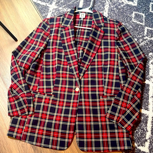 Anne Klein size XL woman plaid multicolor blazer - Picture 12 of 14
